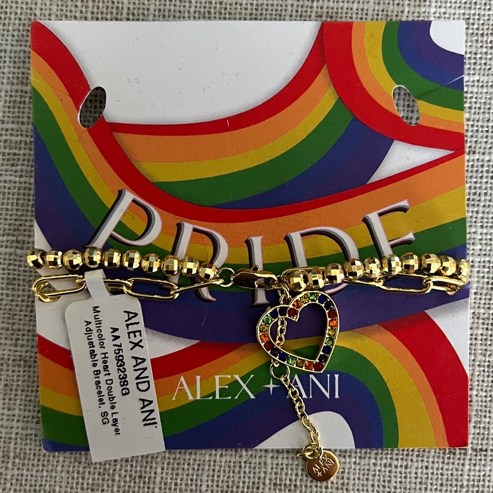 Alex and Ani Multicolor Heart Double Layer Adjustable Bracelet - NWT